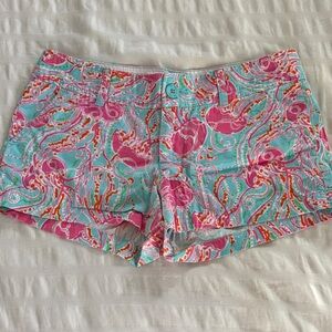 Lilly Pulitzer Pink and Blue High Waist Shorts 3”